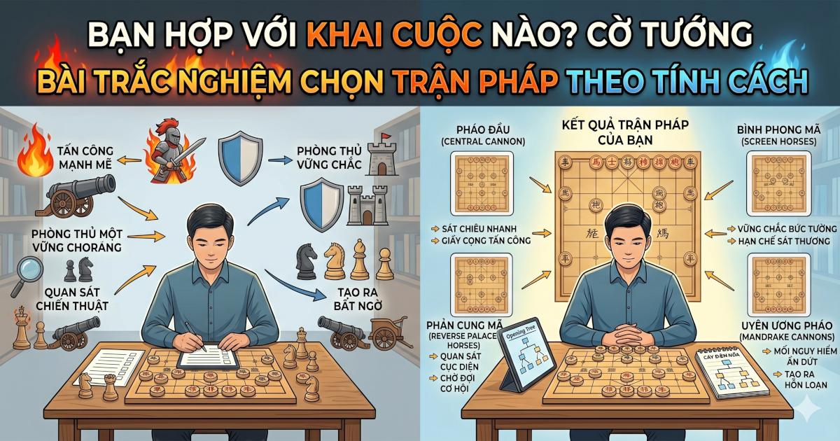 Bạn hợp với Khai cuộc nào? Bài trắc nghiệm chọn trận pháp theo tính cách