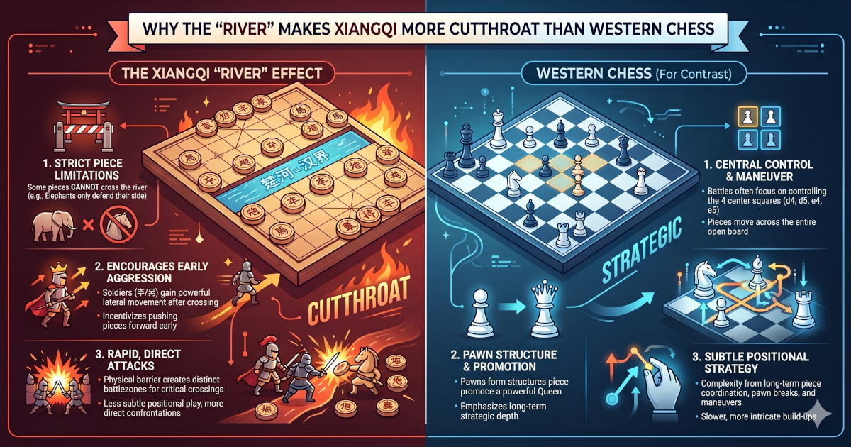 Why the "River" Makes Chinese Chess More Cutthroat Than Western Chess