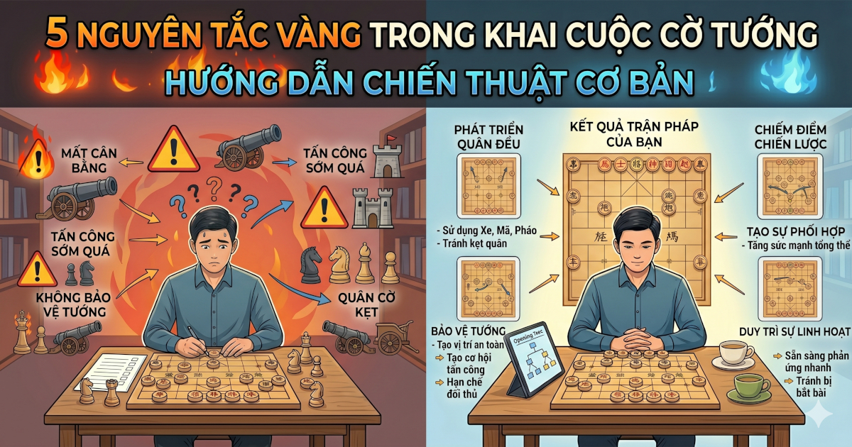 5 Nguyên tắc vàng trong Khai cuộc Cờ tướng
