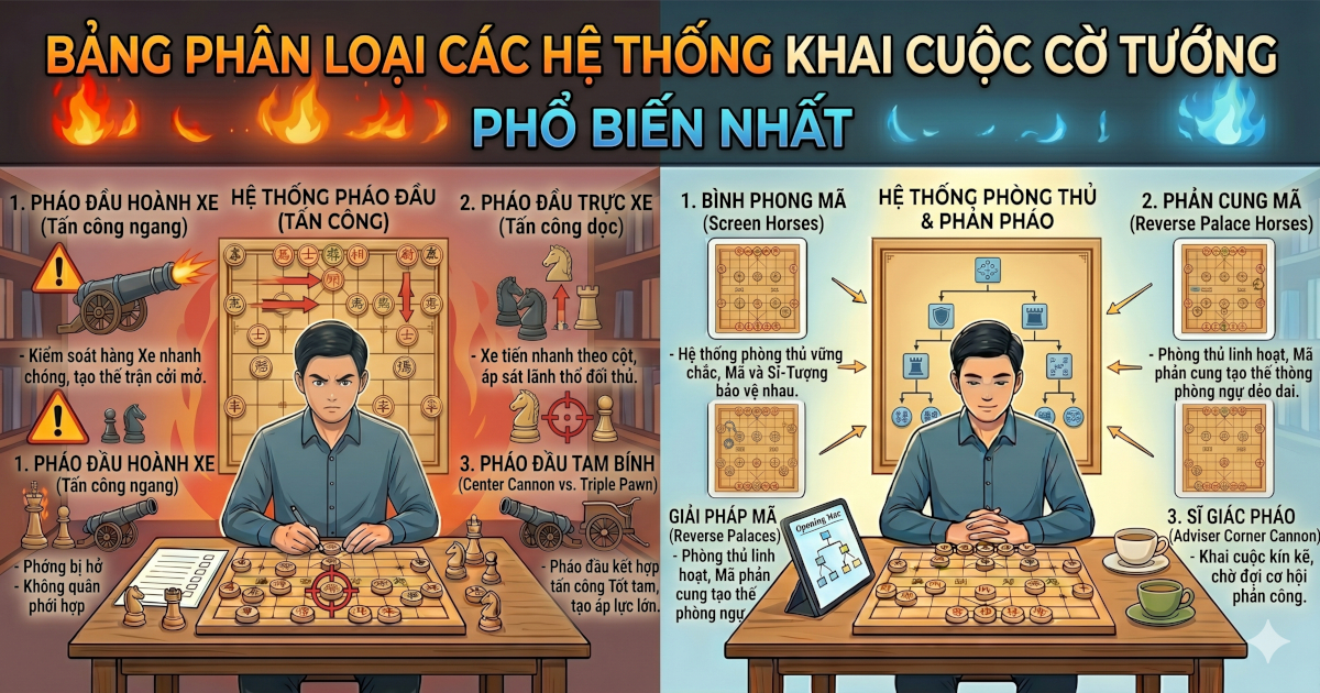 Bảng phân loại các hệ thống Khai cuộc phổ biến nhất